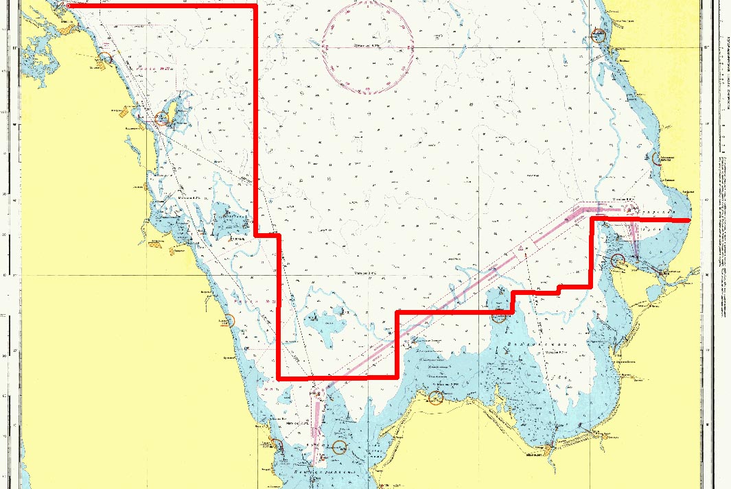 Карта глубин южного берега Ладожского озера